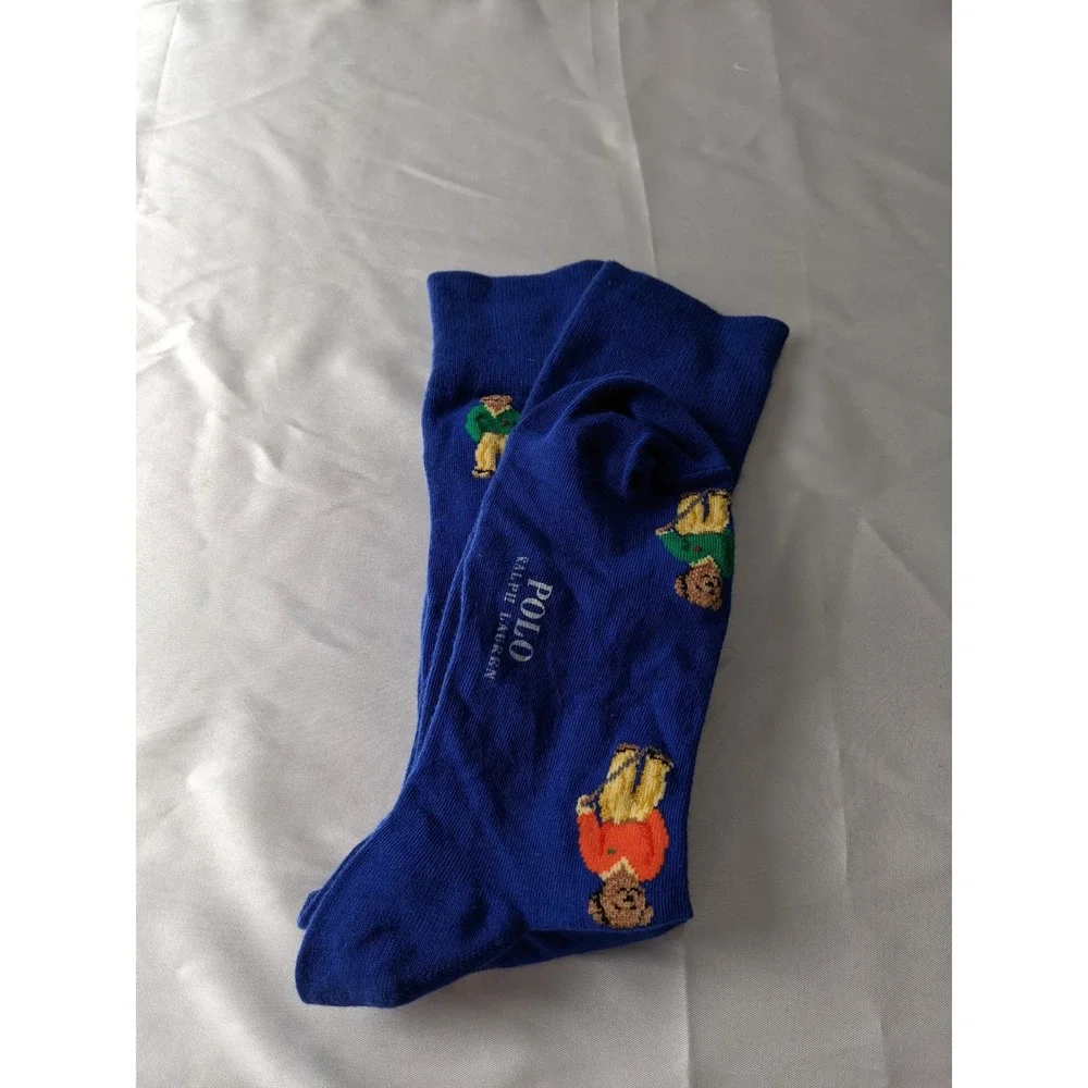 Polo Ralph Lauren Mens Mini Polo Bear Royal Blue Stripe Slack Socks US 10-13